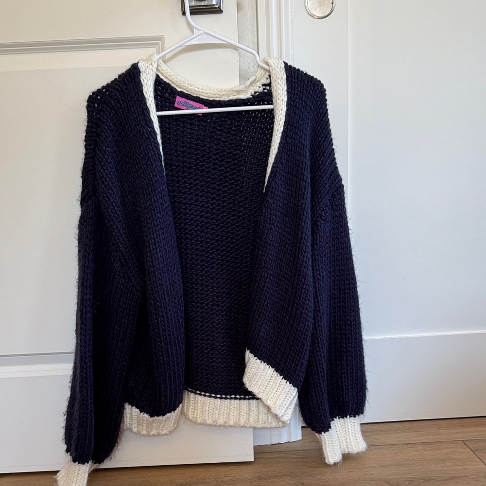 Edikted Navy and Cream Women's Cardigan